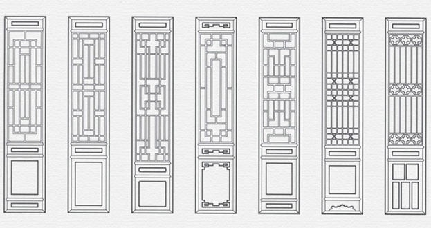 罗湖常用中式仿古花窗图案隔断设计图